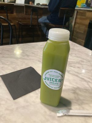 My juice, freshly made  at Juicery Harlem in New York City
