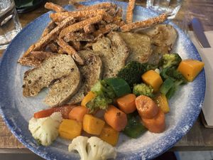 Escalope de setan (a bit too oily, but the sweet potato fries were delicious!)  at Favorito mi Lugar in Sevilla