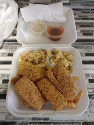 Louisiana style fish combo at Sofull Vegan in Hemet