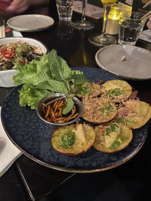 Vegan version of coconut poffertjes with shrimp   at Ninh Binh in Amersfoort
