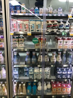 Some of the plant based milk options at Whole Foods Market in Germantown