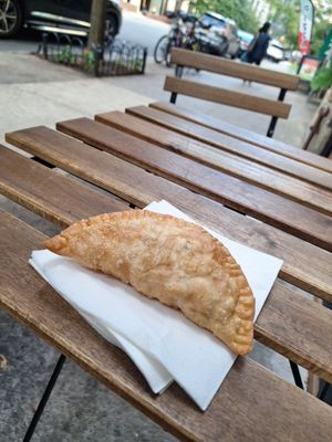 Empanada de queijo vegano at Next Stop Vegan in Brooklyn