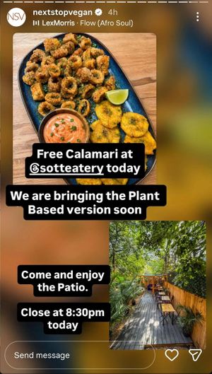 Owners are now promoting their non-vegan seafood with their vegan platform at NSV Creative Caribbean Kitchen in Brooklyn