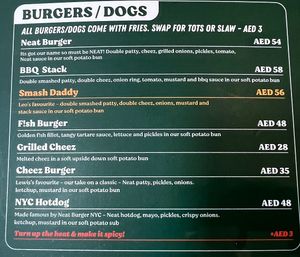 burgers and dogs August 23  at Neat Burger - Dubai Mall in Dubai
