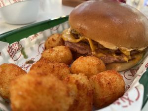 Spicy tots and smash burger  at Neat Burger - Dubai Mall in Dubai