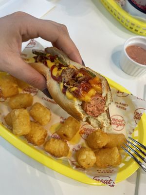 Vegan hotdog sandwich   at Neat Burger - Dubai Mall in Dubai