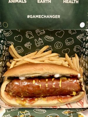 Hotdog and fries  at Neat Burger - Dubai Mall in Dubai