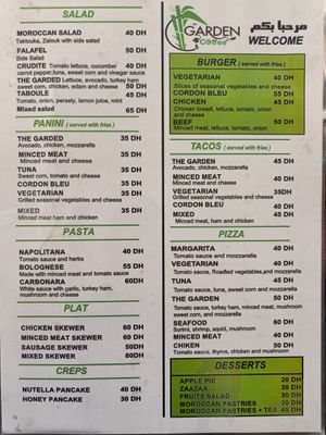 Menu 2 at Garden Coffee in Fes