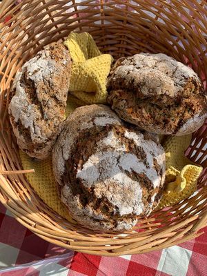 Our loaves of delicious bread 
Carrot & Zucchini Spelt
Pumpkin & Almond Spelt  at Plant the Seed in Daylesford