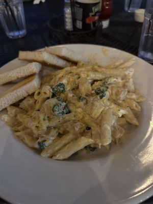 Vegan tofu chicken Alfredo with a creamy vegan white saucee  at Molly Malone's Irish Pub & Restaurant in Louisville