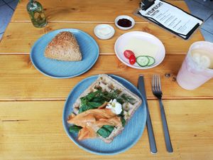 Frühstück Waffel Kombi (Lax Waffel) at Viel-Leicht in Bremen