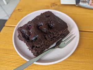 Chocolate cherry cake at Viel-Leicht in Bremen