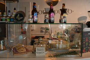 Café counter at La Diagonal in Bogota