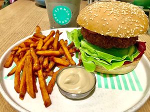 Chickpea burger at Common Grounds in Dubai