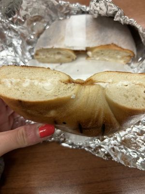 Bagel with vegan cream cheese   at Long Island Bagel Cafe in Glen Cove