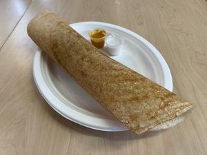 The Masala Dosa is delicious! The modest stuffing of spiced potatoes, onions, lentils, and red chiles had just a light amount of spice to it, and the crepe was fantastic.   at MomoDosa in Minneapolis