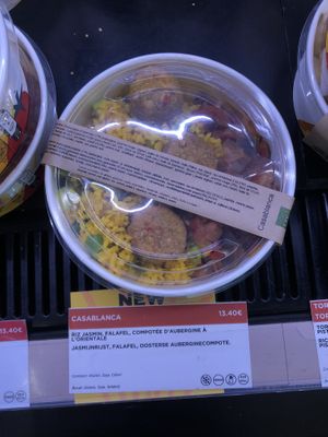 rice falafel eggplant  at BRU - EXKi - B Gates in Zaventem