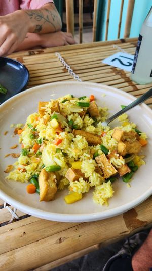 Tofu fried rice (make sure you specify vegan / no egg) at Hello Banh Mi in Mount Maunganui