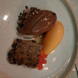 DEEP FRIED MARS BAR

Chocolate Ganache / Irn Bru Sorbet / Cocoa Nib at Six by Nico in Glasgow
