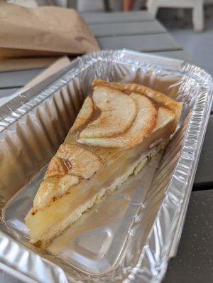 Vegan apple pie €6.50 at Assyrtico in Santorini