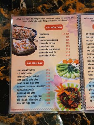 Menu 4 at NHÀ HÀNG CHAY TÙ TÂM in Pleiku