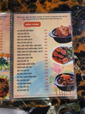 Menu 5 at NHÀ HÀNG CHAY TÙ TÂM in Pleiku