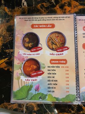 Menu 6 at NHÀ HÀNG CHAY TÙ TÂM in Pleiku