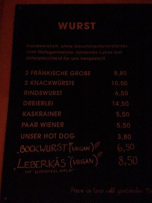 Vegan menu options at Bufet in Munich