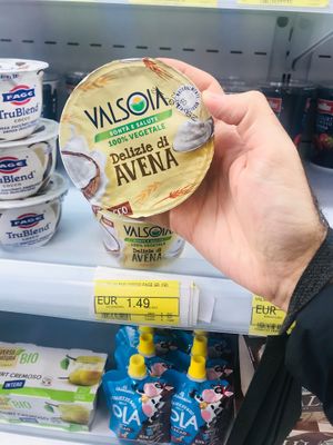 Vegan yoghurt  at Conad Kosova in Pristina