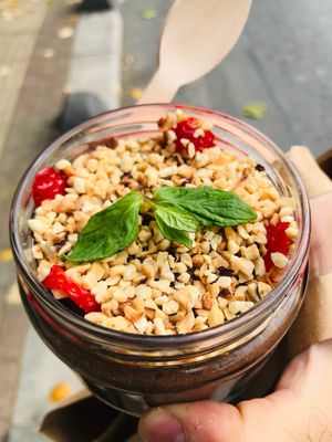 Chia pudding with almond milk  at Nice to Fit You in Istanbul