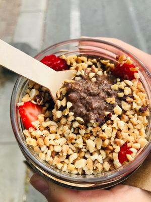 Chia pudding with almond milk  at Nice to Fit You in Istanbul