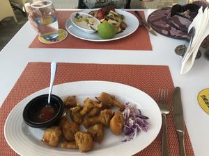 Fried mushrooms   at Bacchus in Paphos