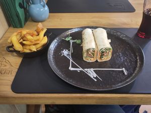 Salted fries and Popeye wrap at Eker in Suceava