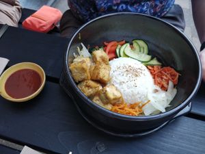 "bi bim bap" without fried egg (13 €) at kim& in Aachen