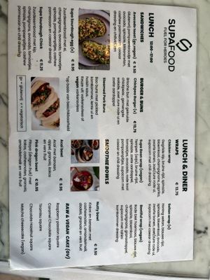 Menu  at Supafood in Rotterdam