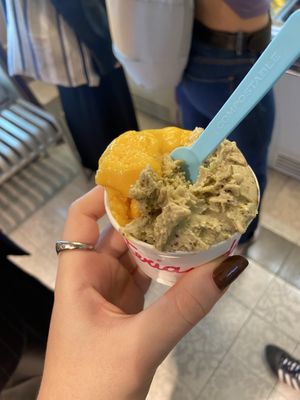 pistachio and persimmon gelato  at Gelateria dei Gracchi in Rome