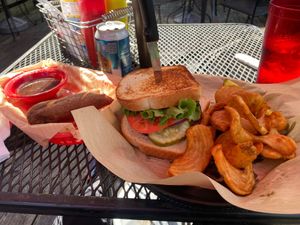 Schwarze Burger, sidewinder fries, pretzels at Ye Olde Trail Tavern in Yellow Springs