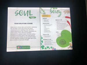 Menu Nov 2022  at Soul Vegan in Edinburgh