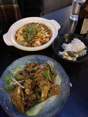 Mapo tofu and rendang mushroom  at Soul Vegan in Edinburgh