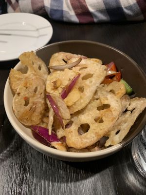 Salt and pepper lotus  at Soul Vegan in Edinburgh