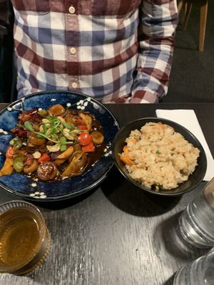 Gong Po and fried rice  at Soul Vegan in Edinburgh