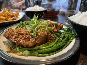 Fried tofu, sweet and sour lionsmane 🍄🦁   at Soul Vegan in Edinburgh