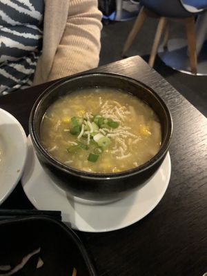 Sweet corn soup  at Soul Vegan in Edinburgh