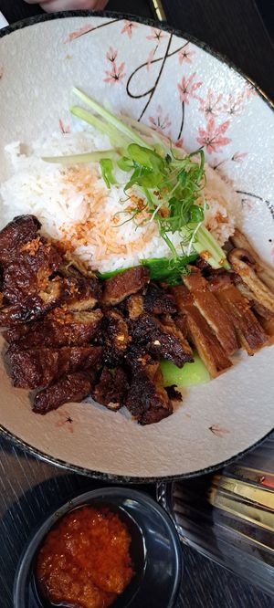 Bbq combination rice with char sui and seitan at Soul Vegan in Edinburgh