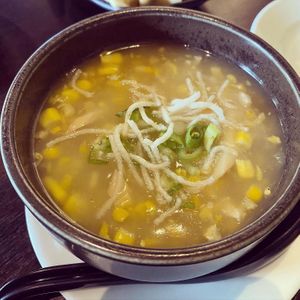 Sweet corn soup  at Soul Vegan in Edinburgh