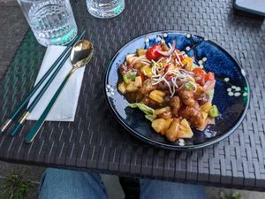 Sweet & sour lions mane at Soul Vegan in Edinburgh