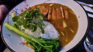 Curry Katsu with crispy crust patty which is actually Mushroom. at Soul Vegan in Edinburgh