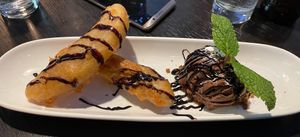 Banana fritters with ice cream at Soul Vegan in Edinburgh