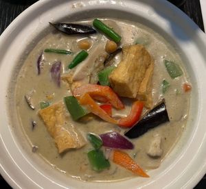 Green curry tofu with mixed vegetable at Soul Vegan in Edinburgh