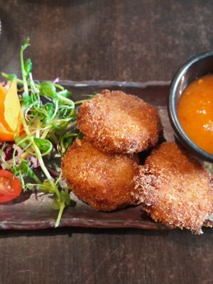 Deep fried cabbage ball at Soul Vegan in Edinburgh